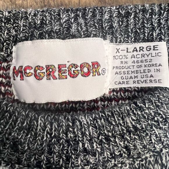 Vintage 90s Grandpa Dad Geometric Crewneck Sweater Mcgregor Size XL Gray White - Picture 6 of 8